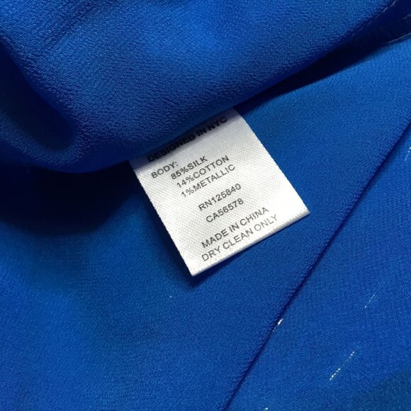 INTERMIX Silk Halter Cutout Maxi Dress Blue Smocked Tiered Lined Resort XS NWOT - Picture 12 of 12